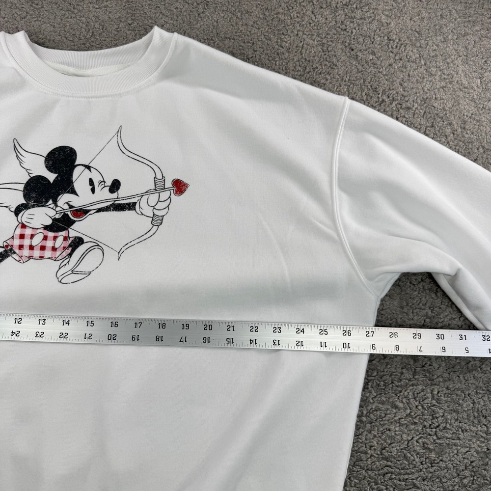 Disney Mickey‎ Mouse Cupid Cupid Graphic Sweatshirt White XL JT27331 Oversized - Picture 6 of 9